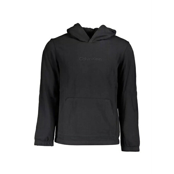 カルバンクライン メンズ パーカー・スウェットシャツ アウター Logo-embroidered hoodie Black