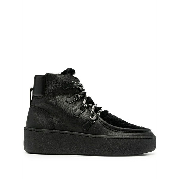 羊毛 分限者 レディース スニーカー シューズ Faux-fur detail sneakers Black