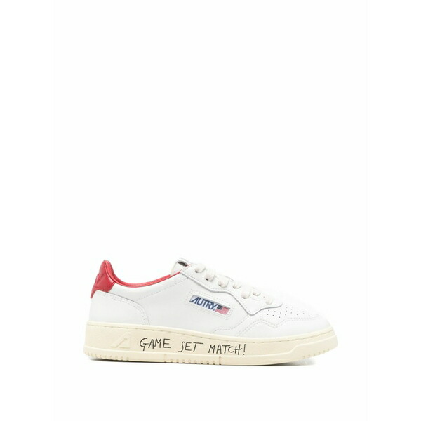 オートリー レディース スニーカー シューズ Red heel detail sneakers White