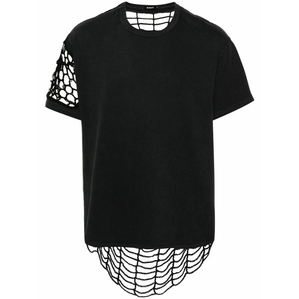 ミスビヘイブ メンズ Tシャツ トップス Crochet-panelling t-shirt Black｜asty