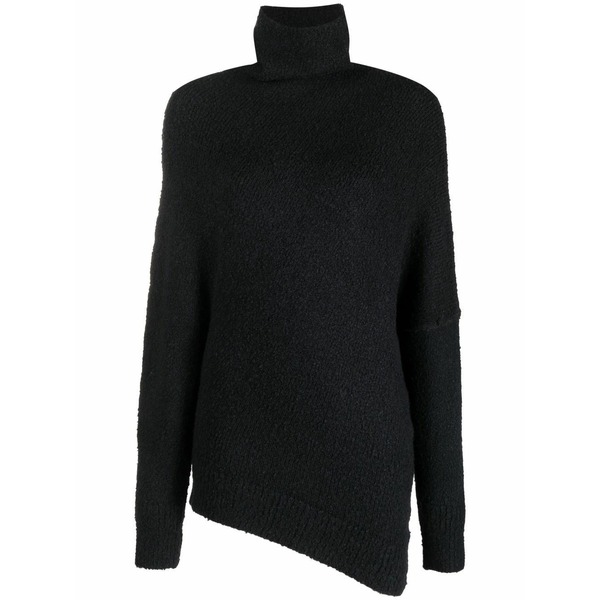 プロエンザショラー レディース 編み物\u0026スウェーター アウター Fuzzy boucle asymmetric sweater Black