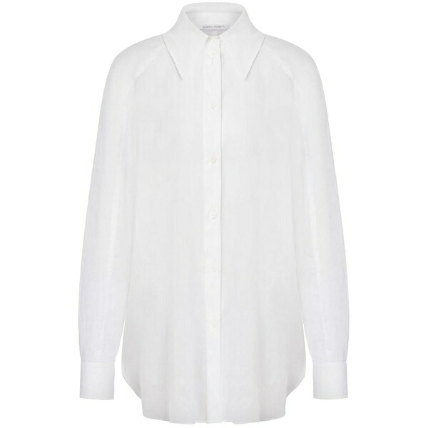 アルベルタ フェレッティ レディース シャツ トップス Semi-sheer cotton shirt White|asty