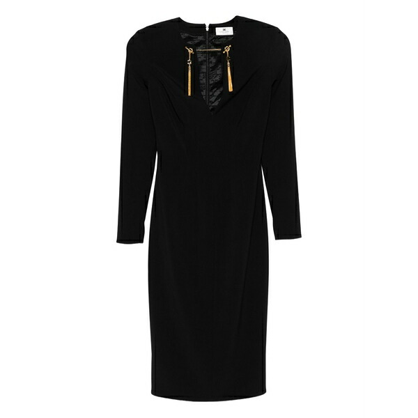 エリザベスフランキ レディース 衣装 トップス Tassel-embellished long-sleeved day dress Black