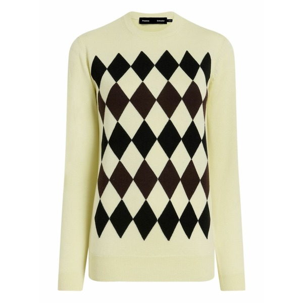 プロエンザショラー レディース 編み物\u0026プルオーバー アウター Diamond-pattern merino wool-silk blend sweater Yellow