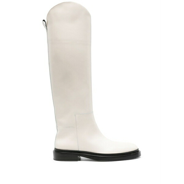 ジル・サンダー レディース ブーツ シューズ Leather knee-high riding boots White|asty