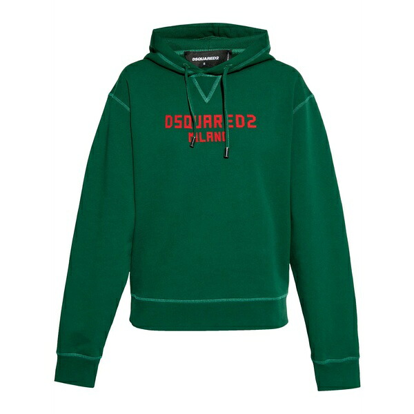 ディースクエアード レディース パーカー・スウェットシャツ アウター Printed hoodie Green