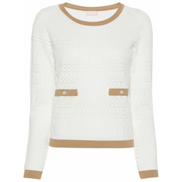 リュージョー レディース プルオーバー トップス Long-sleeve pointelle-knit blouse Neutrals