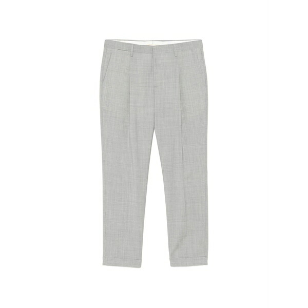 ブリ後押し 1949 メンズ 心地好いズボン下 ボトムス Pleated crosshatch-texture trousers Grey