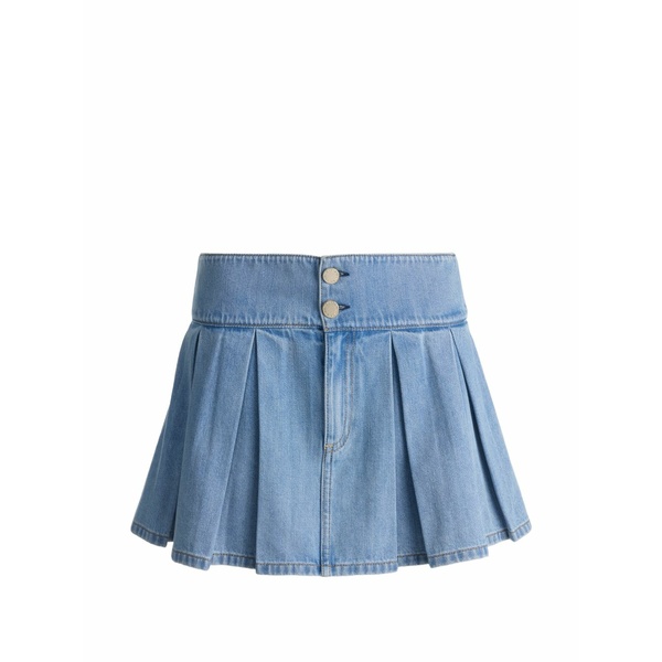 アリス アンド オリビア レディース スカート ボトムス Amy pleated denim mini skirt Blue｜asty