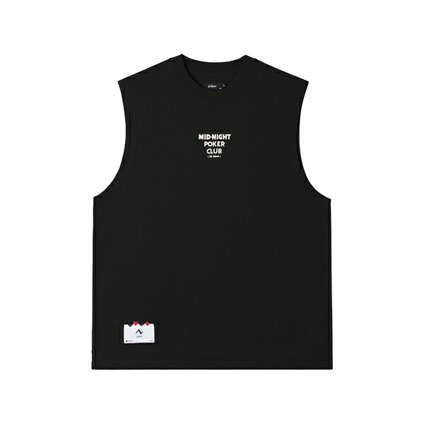 イズエ メンズ Tシャツ トップス Graphic-print sleeveless top Black|asty