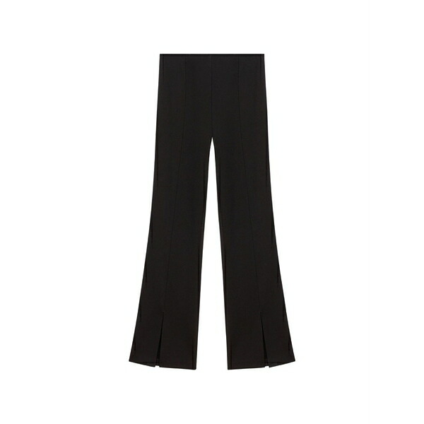 マージュ レディース 心地好いズボン下 ボトムス Slit-hem flared trousers Black