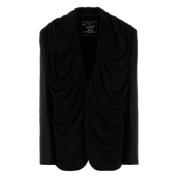 ワイプロジェクト メンズ ジャケット&ブルゾン アウター Draped hooded blazer Black|asty