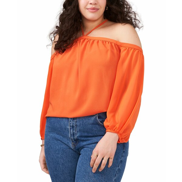 ワンステイト レディース カットソー トップス Trendy Plus Size Cold-Shoulder Blouse Tigerlily 流行