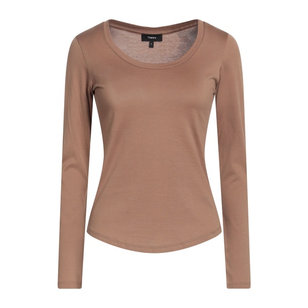 【送料無料】 セオリー レディース Tシャツ トップス T-shirts Brown|asty