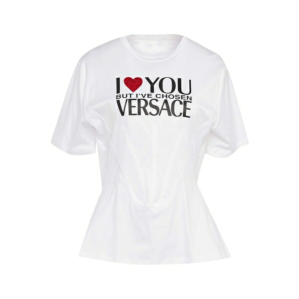 【送料無料】 ヴェルサーチ レディース Tシャツ トップス T-shirts White｜asty