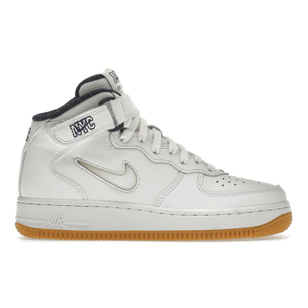 Nike ナイキ メンズ スニーカー  【Nike Air Force 1 Mid QS Jewel NYC White Midnight Navy】  大いさ US_12(30.0糎) White/White-Midnight Navy-Gum Yellow