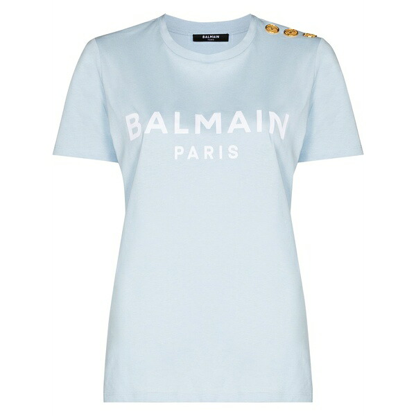 バルマン レディース Tシャツ トップス Logo three-button t-shirt Blue|asty