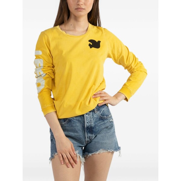 フリーシティ レディース Tシャツ トップス Long-sleeves graphic-print t-shirt Yellow｜asty 58,740円