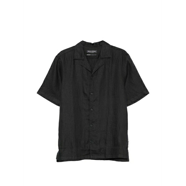 マルコポーロ メンズ シャツ トップス Short-sleeve shirt Black｜asty