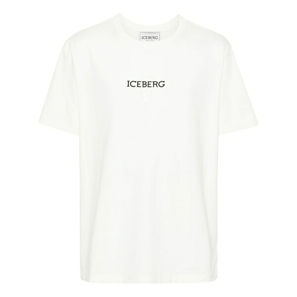 アイスバーグ メンズ Tシャツ トップス Logo-print stretch-cotton t-shirt Neutrals|asty