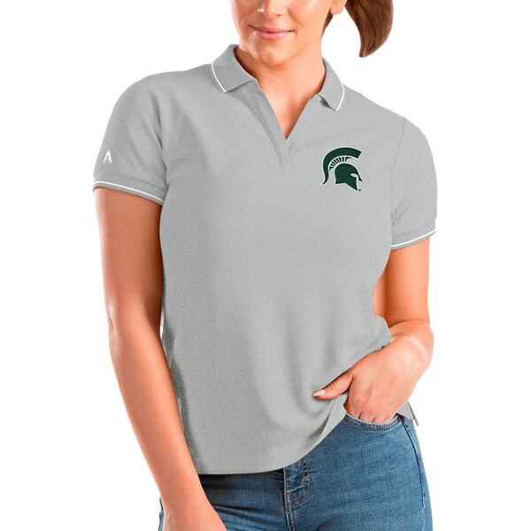 WEB限定カラー アンティグア レディース ポロシャツ トップス Michigan State Spartans Antigua Women's  Affluent Polo Heathered Gray qdtek.vn