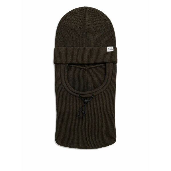 シーピーカンパニー メンズ 帽子 アクセサリー Ribbed balaclava hat Green|asty