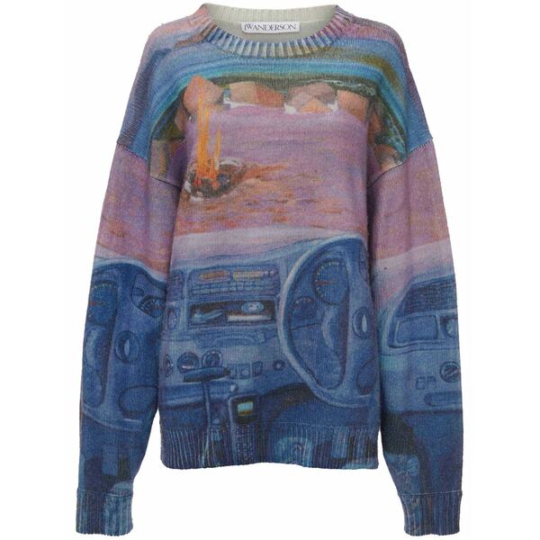 J.W.アンダーソン レディース 編み物\u0026プルオーバー アウター Printed jumper Blue