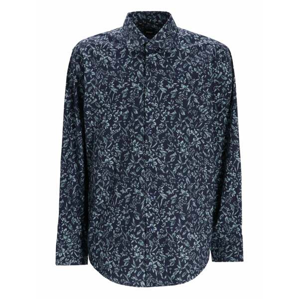 雇い主 メンズ プルオーバー トップス Floral shirt Blue