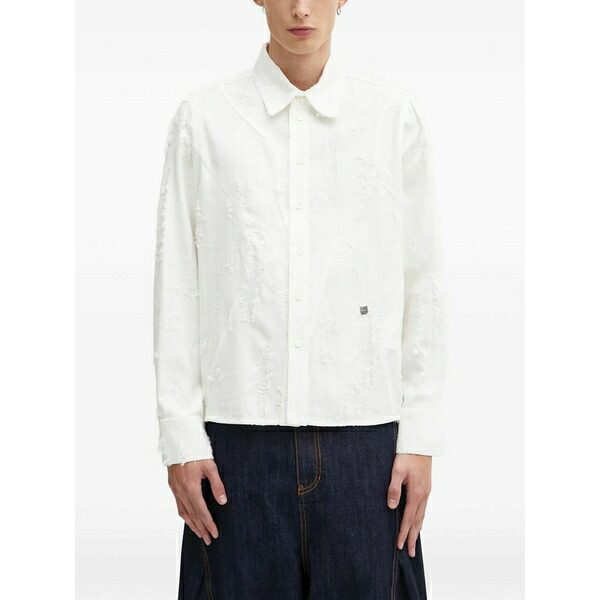 アーダーエラー メンズ シャツ トップス Distressed shirt White|asty