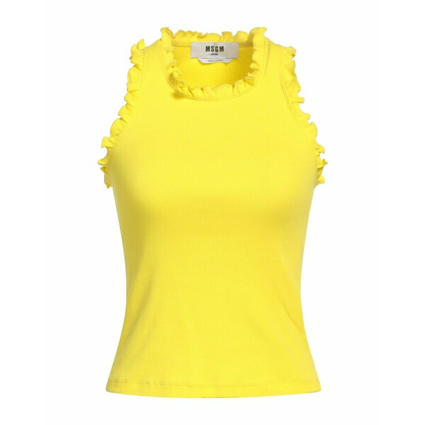 【送料無料】 エムエスジイエム レディース Tシャツ トップス Tops Yellow｜asty