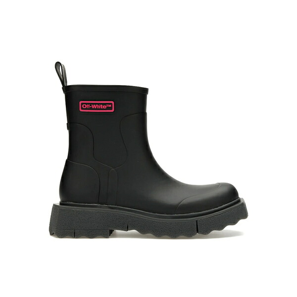 OFF-WHITE 象牙色 メンズ スニーカー  【OFF-WHITE Rubber Rain Boot Black】  大きさ US_7(25.0珊) Black/Black