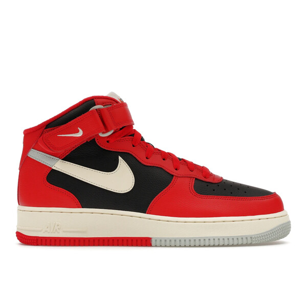 Nike ナイキ メンズ スニーカー 【Nike Air Force 1 Mid LV8 Split Black Red】 サイズ US_9(27.0cm) Black/Coconut Milk-Light Silver-University Red-Black｜asty