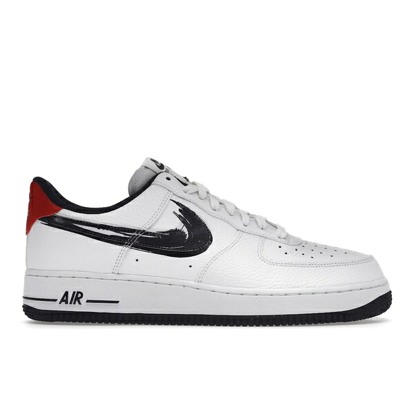 Nike ナイキ メンズ スニーカー  【Nike Air Force 1 Low Brushstroke White Black】  大きさ US_7.5(25.5珊) White/Black-Gym Red