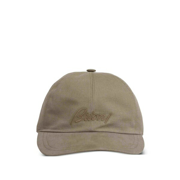 ブリオーニ メンズ かぶり笠 添え物 Embroidered baseball cap Neutrals