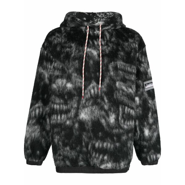 アリーズ メンズ パーカー・スウェットシャツ アウター Logo-patch drawstring hoodie Black｜asty