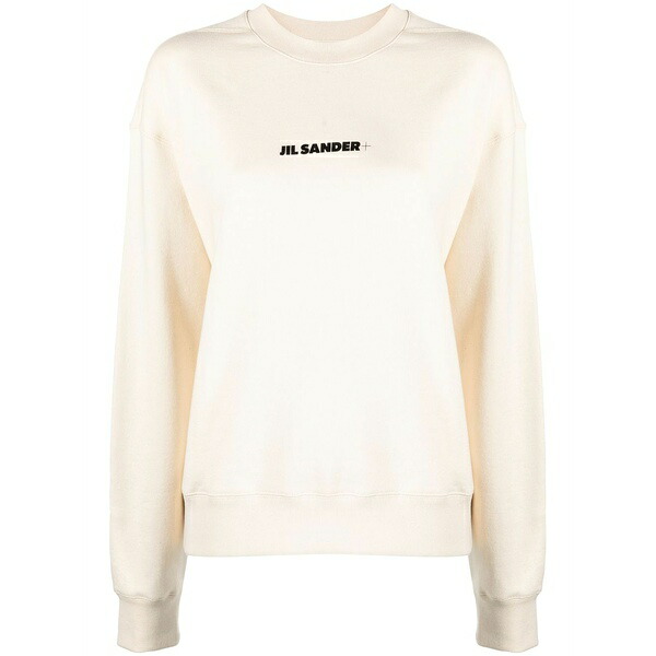 ジル・サンダー レディース 編み物\u0026スウェーター アウター Logo-print cotton sweatshirt Neutrals