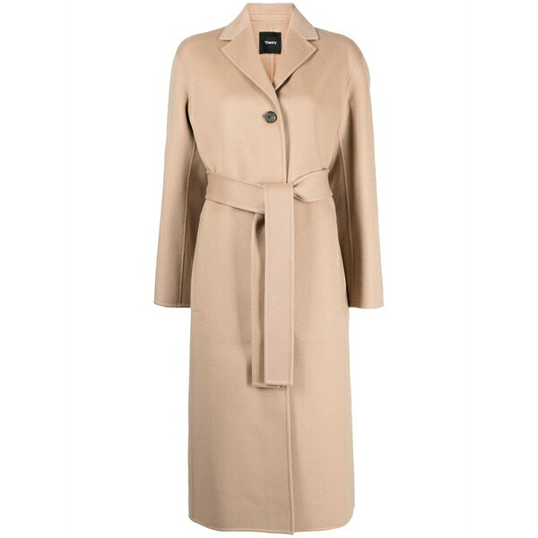行動論理 レディース 厚地の外套 アウター Wool-cashmere belted-waist coat Pink