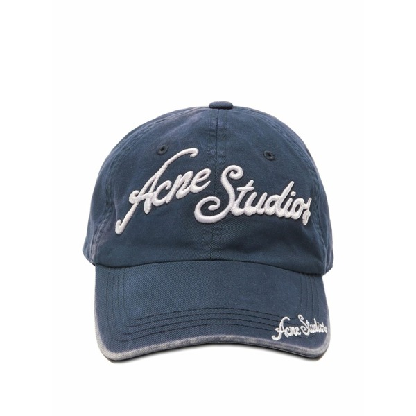 アクネ ストゥディオズ メンズ 鳥打ち帽 付属品 Logo-embroidery cotton cap hat Blue メンズ帽子-帽子-バッグ・小物・ブランド雑貨