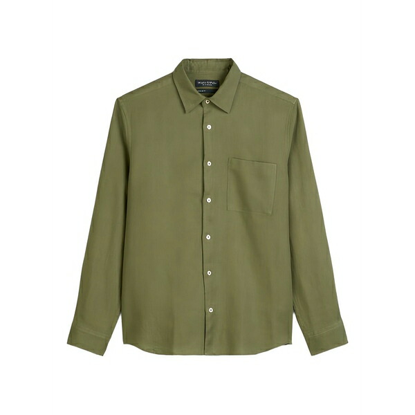 マルコポーロ メンズ シャツ トップス Button-up chest-pocket shirt Green｜asty
