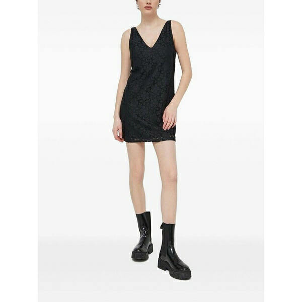 デジグアル レディース ワンピース トップス Floral-lace mini day dress Black|asty
