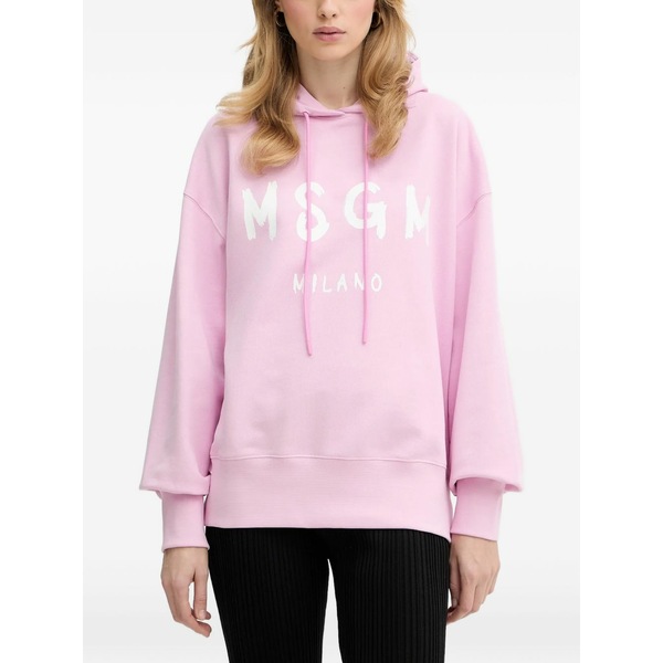 エムエスジイエム レディース パーカー・スウェットシャツ アウター Logo-detail hoodie Pink