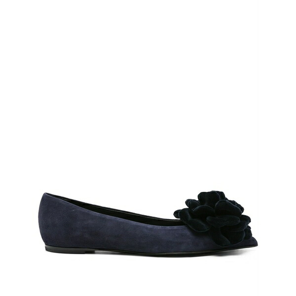 エージーエル レディース パンプス シューズ Flower-embellished suede flat pumps Blue｜asty