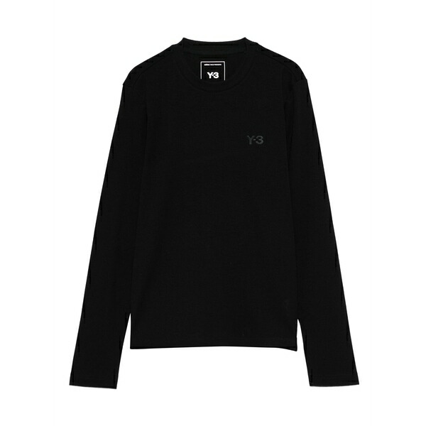 ワイスリー レディース Tシャツ トップス Logo-print long-sleeve t-shirt Black｜asty