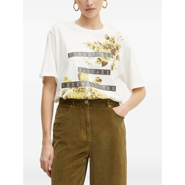 ピンコ レディース プルオーバー トップス Floral-print t-shirt White