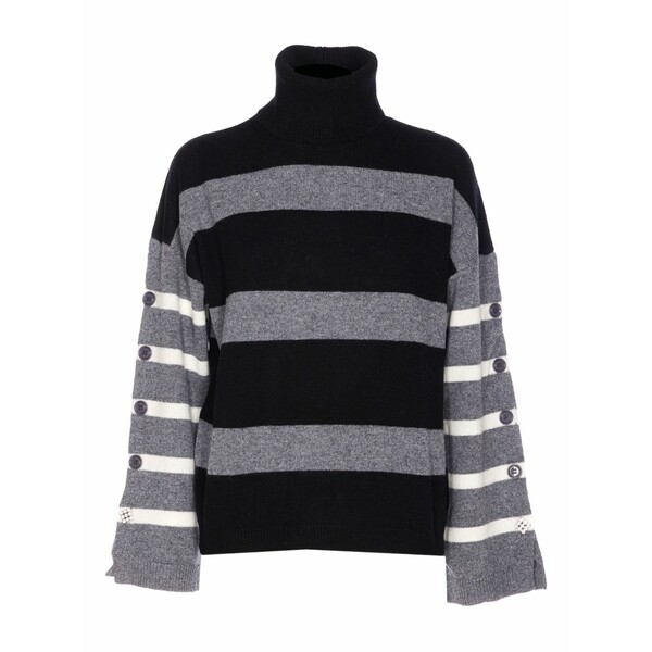 リュージョー レディース ニット&セーター アウター Striped button-cuff sweater Grey|asty