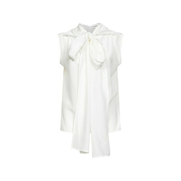 パロッシュ レディース シャツ トップス Tie-neck sleeveless top White｜asty