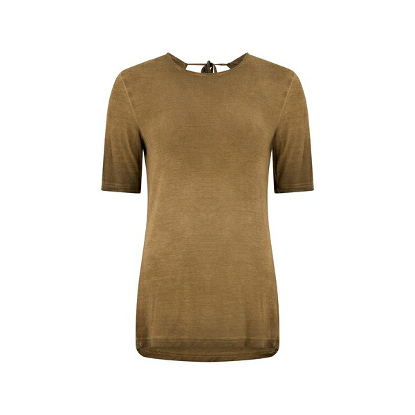 ユマ・壱 レディース プルオーバー トップス Cowl-back tie-fastening t-shirt Brown