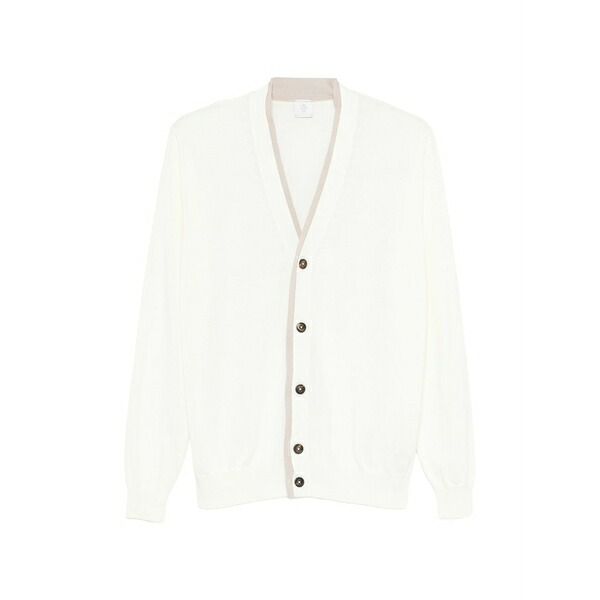 イレブンティ メンズ ジレー アウター Buttoned v-neck cardigan White