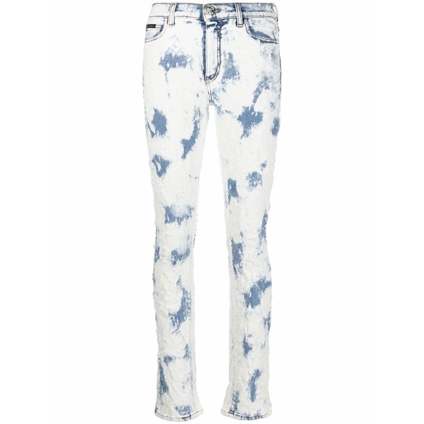 フィリッププレイン レディース デニムパンツ ボトムス Bleach-wash straight-leg jeans Blue｜asty