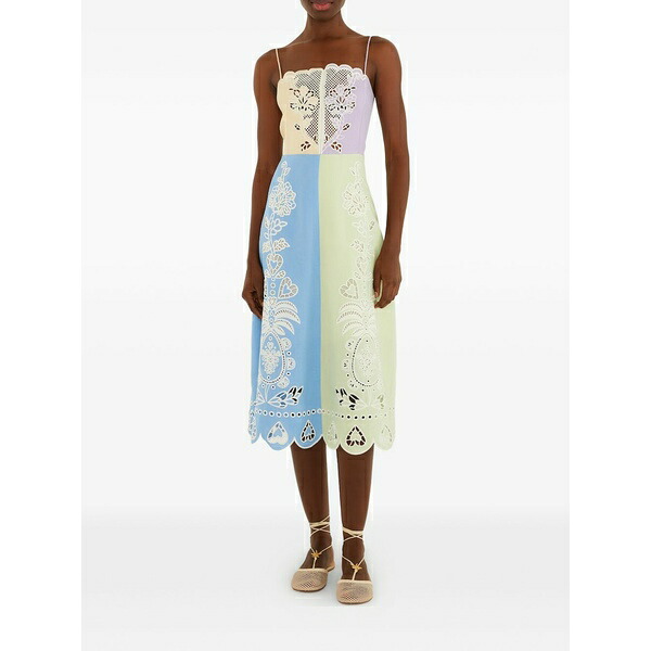 農園 リオ レディース 衣装 トップス Patchwork broderie anglaise MIDI dress White